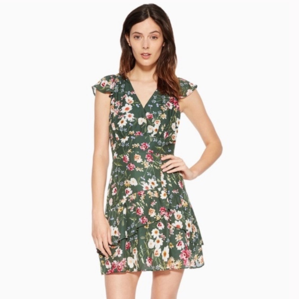 Parker Green Floral Ruffle Mini Dress (6)